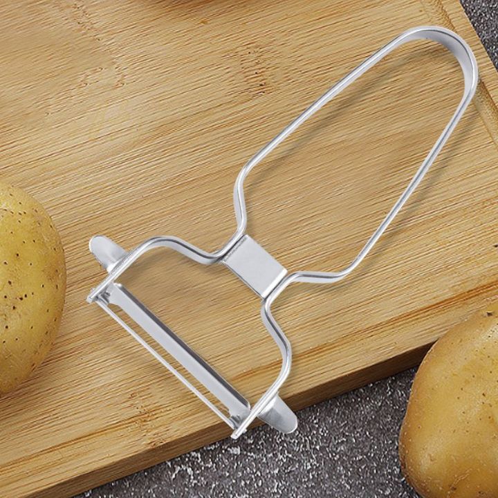 2-in-1-fruit-and-vegetable-slicer-planer-potato-carrot-grinder-kitchen-tool-u-shaped-handle-peeler-silver-430-stainless-steel