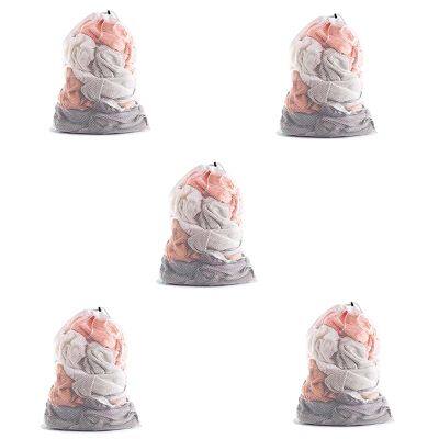 5Pcs Fine Mesh Coarse Mesh Laundry Bag Drawstring Mesh Laundry Bag Extra Oversized Drawstring Laundry Bag with Shoulder Strap Suitable for University Dormitory&amp;Home 60cmx90cm