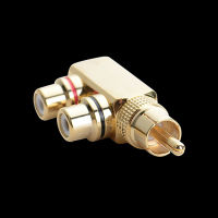 ชุบทองเสียงAV Splitter RCAอะแดปเตอร์RCA 1ชาย2หญิงF Connector