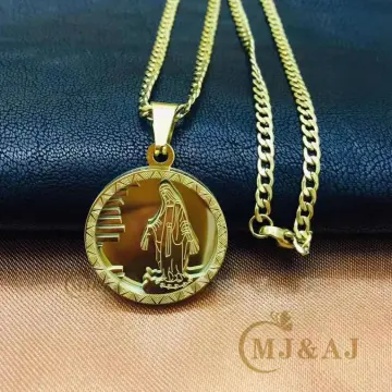 Buy Heart Made of Gold18K Gold Virgin Mary Necklace - Medallion Necklace -  Miraculous Medal Coin Necklace for Women Religious Necklace Online at  desertcartINDIA