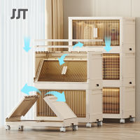 JJT ตู้เก็บของพับได้สำหรับใช้ในบ้านกล่องเก็บของประตูคู่แบบเคลื่อนที่ได้หลายชั้นเก็บของที่เก็บพลาสติกติดตั้งฟรีห้องนั่งเล่น