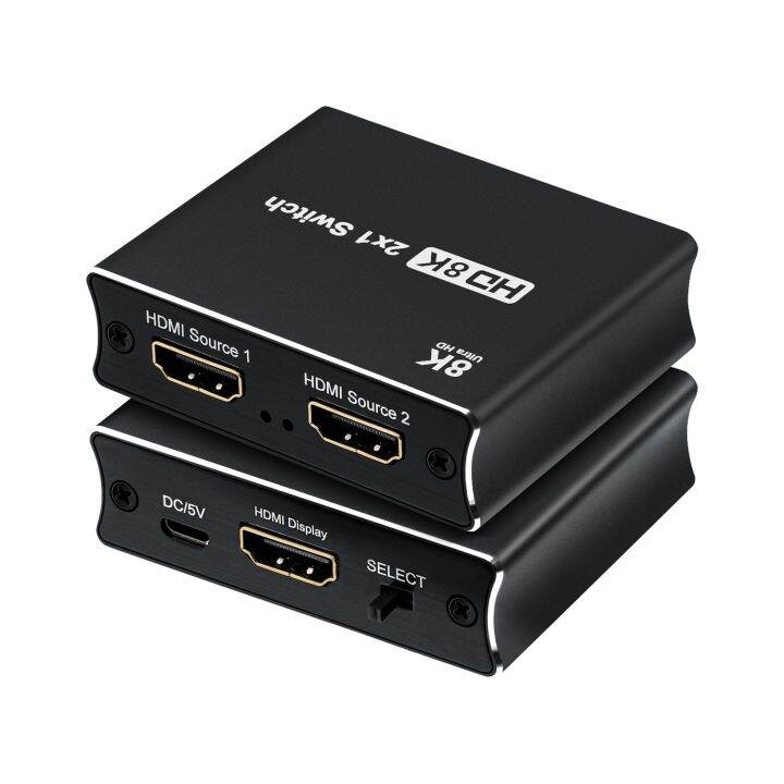 2To1 8K HDMI Switch 2 In 1 Out Selector 8K 60Hz 4K 120Hz รองรับ1080P, 48Gbps High Speed สำหรับ