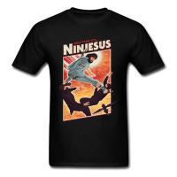 Ninjesus Funny Character Tshirt Men Ninja Tee Shirts Jesus Black T Shirt Cotton Clothing Kung Fu Tshirt