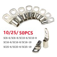 ☞ 10/25/50Pcs SC Type Wire Nose Terminal SC6 SC10 SC16 SC25 Bare Copper Battery Block Lugs Hole 6mm 8mm 10mm Crimp Cable Connector