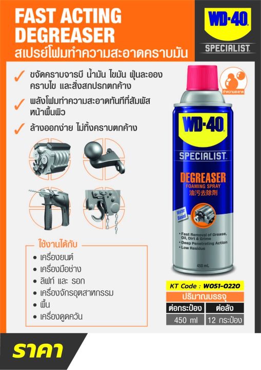 wd-40-specialist-สเปรย์โฟมขจัดไขมัน-degreaser-ขนาด-450-มิลลิลิตร-ทำความสะอาดคราบน้ำมัน-จารบี-ไขมัน-และสิ่งสกปรกต่างๆ-ดับบลิวดี-สี่สิบ-สเปเชียลลิสต์