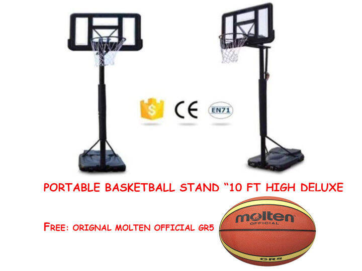 Portable Basketball Stand Deluxe Acrylic 7.5 to 10 ft High FREE GR5 BASKETBALL Lazada PH
