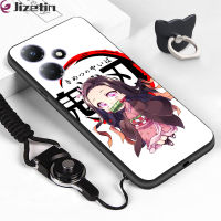 Jizetin สำหรับ Infinix 30 30i ร้อน30 Play (แหวนใส่นิ้ว + เชือกเส้นเล็ก) เคสอนิเมะสังหารอสูร Kamado Tanjirou Nezuko Agatsuma Zengkochou Shinobu ปลอกเคสใส่โทรศัพท์ที่กันกระแทกทีพียูซิลิโคนนิ่ม