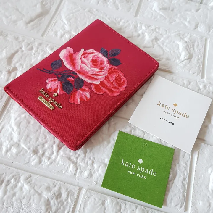 Kate Spade Classic Nylon Bifold Passport Holder Lyla Red with Red Rose Design Lazada PH