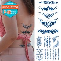 Juice Ink Tattoos Body Art Lasting Waterproof Temporary Tattoo Sticker Waist Totem Tatoo Moon Butterfly Arm Fake Tatto Women Men Stickers