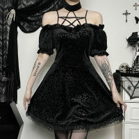 Gothic DressGoth ฤดูร้อน2023ใหม่ Dark Gothic สไตล์อารมณ์เซ็กซี่ Slim รุ่นแฟชั่นคอ Hollowed Out ชุด Femath ชุด