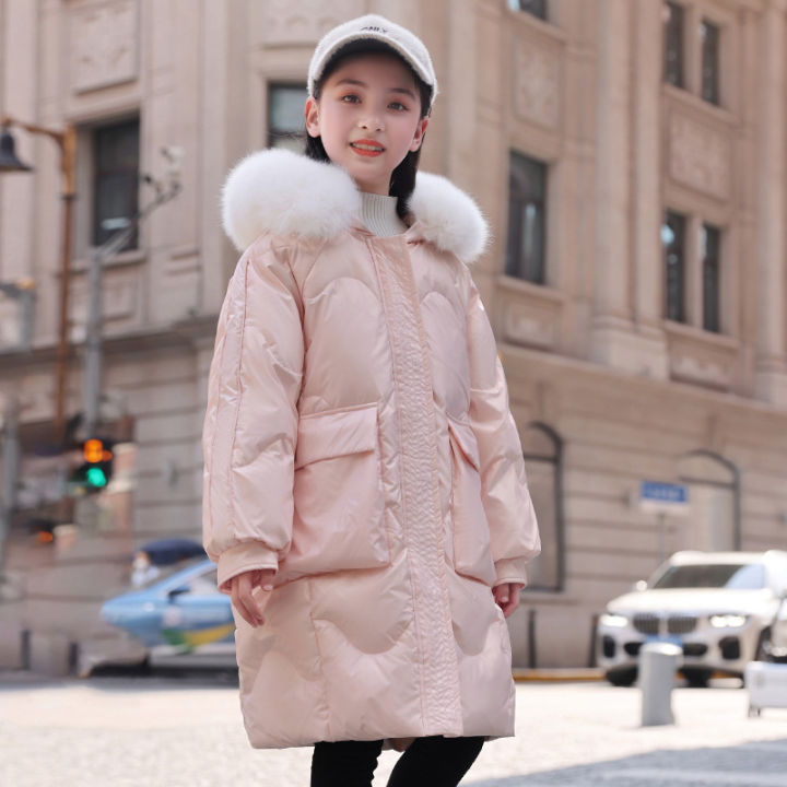 cod-เสื้อผ้าเด็กขายตรง-2022-เสื้อแจ็คเก็ตดาวน์เด็กแบบใหม่สำหรับเด็กผู้หญิงความยาวปานกลางเสื้อแจ็คเก็ตกันหนาวเกาหลีหนาพิเศษ