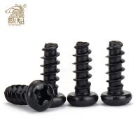 50pcs Cross Recessed Pan Head Flat Tail Self tapping Screw M1.2 M1.4 M1.7 M2 M2.3 M2.6 M3 M4 Black Carbon Steel Phillips Screw