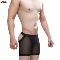 Sports Transparent Temptation Sheer Mesh Convex Ice Silk Bag Sexy Hip-Exposed Mens Boxers 14016