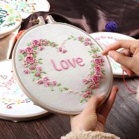 DIY Bride Flower Embroidery Accessories Kits Needlework for Beginner Cross Stitch with Embroidery Hoop Weeding Home Decor Gift