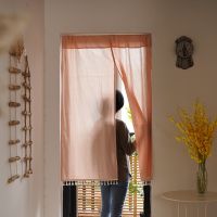 【HOT】ஐ✎✉ Cotton Ins Perforation-free Fabric Partition Color Door Curtain Blocking Hanging Short Drapes