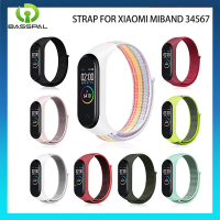 BassPal สายห่วงไนลอนสำหรับ Xiaomi Miband 3 4 5 6 7สายสายรัดระบายอากาศกีฬาสำหรับ Xiaomi 5 6 7 Mi Band 3 4