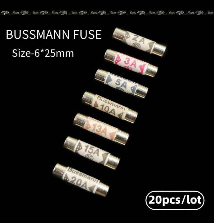 20pcs/lot 6*25mm Ceramic fuse 1A 2A 3A 5A 10A 13A 15A 20A for