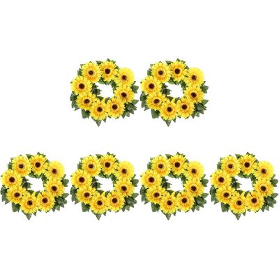 6Pcs Sunflower Garland Vine Silk Sun Flowers Hanging Vines for Balcony Garden Wedding Decoration