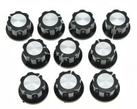 KAISH 10pcs Black w/ Chrome Cap Effects Pedal Knobs Push on Knob fits BOSS Effects