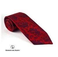 Giorgio Del Sarto Necktie Red 8.5 cm with Fabric Texture เนคไทสีแดงมีเท็กเจอร์