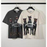 21AW dog head short-sleeved T-shirt retro printing casual loose men and women short-sleeved high street T-shirt