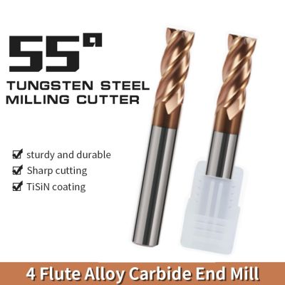 Augusttools HRC55 End Mill Keyseat Milling Cutter เคลือบโลหะผสมทังสเตนเครื่องมือตัดเหล็ก CNC Maching Metal Endmil 4Flute
