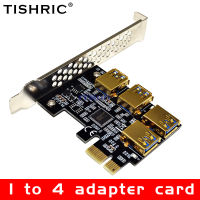 TISHRIC Gold Plated PCI 1 to 4 Adapter Card USB 3.0 Multiplier HUB PCI Express PCIE Riser Card Adapter For Bitcoin Mining Miner