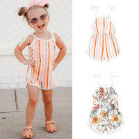 Childrenhouse เด็กวัยหัดเดินเด็กทารก Romper ดอกไม้/ลายแขนกุด Tie-Up ไหล่ Playsuit Jumpsuit