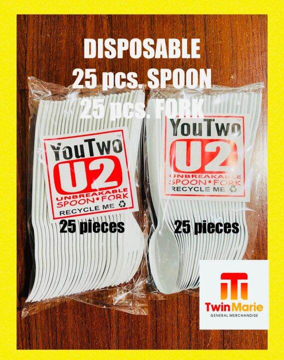 DISPOSABLE Plastic Spoon and Fork (50 pieces) WELL PACK AND SEALED (25 ...