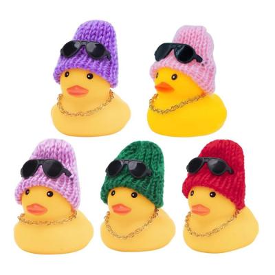 Car Duck Adorable Rubber Ducks Car Ornaments Car Dashboard Duck Decoration with Hat Necklace Sunglasses for Car Dashboard Home Table Bedroom qualified