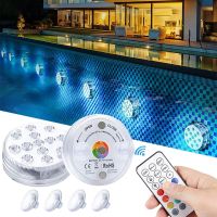 13/15 LED Beads Swimming Pools Underwater Lights Lamp Remote Control Wireless Submersible Pool Lights IP68 Waterproof 16 Color