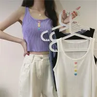 [Free ship] No.1 family sling female 2022 summer new outerwear slim buckle short sexy knitted top