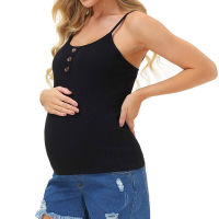 Maternity Tank Nursing Tops Pregnant Clothes O-Neck Solid Sling Buttons Vest Pregnant Woman Casual Camis Pregnancy Clothing