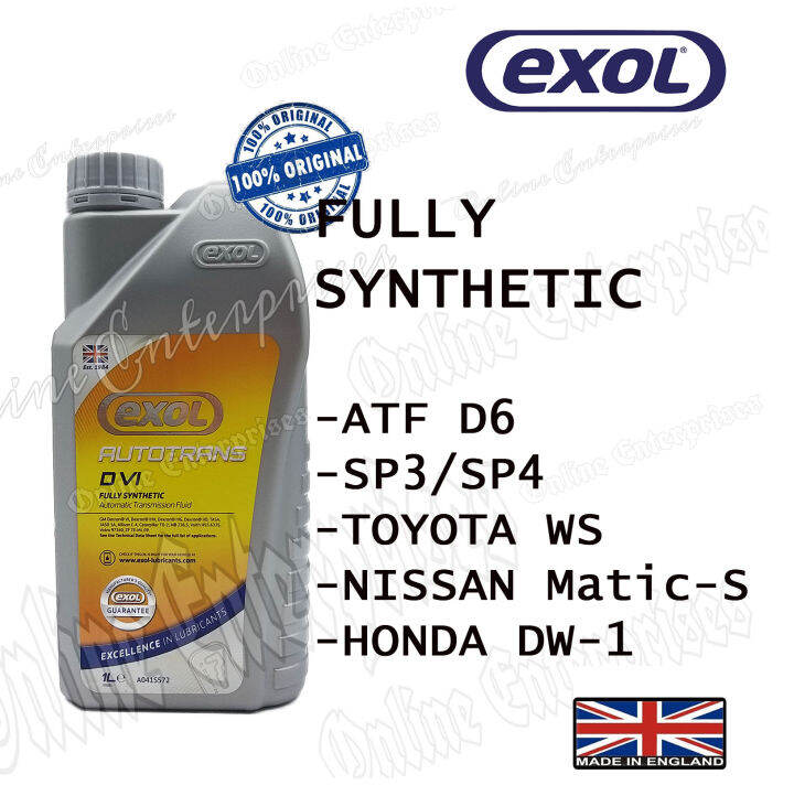 Exol ATF Oil D6 Transmissions Fluids ATF VI Fully Synthetic Fluid 1L