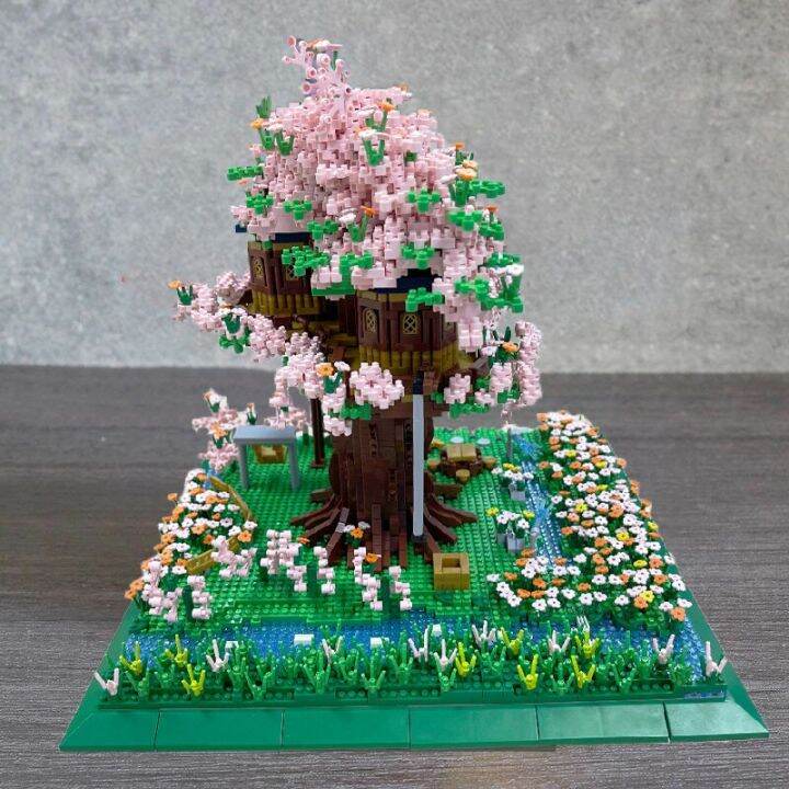 ชุดตัวต่อ-pzx-no-9929-บ้านสวนดอกไม้-sakura-tree-house-จำนวน-5-050-pcs-สถาปัตยกรรมชุดตัวต่อบ้านบนต้นไม้-ซากุระสีชมพู-สีสีนสวยงาม-ได้อย่างลงตัว