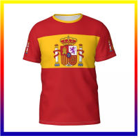 หมายเลขชื่อที่กำหนดเองสเปนธงตราสัญลักษณ์ 3D เสื้อยืดผู้ชายเสื้อผ้าผู้หญิงเสื้อยืดแฟนของขวัญเสื้อยืด XS-5XL