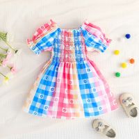 Summer Children Dress Toddler Girls Short Sleeve Multicolour Plaid Prints Beach Sundress Wedding Party Princess Dress Vestidos  by Hs2023