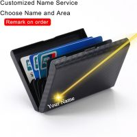 Bycobecy Custom Name Carbon Fiber Card Holder Metal Plastic NFC Wallet Passport Holder Document Organizer RFID Wallets Men Women Wallets