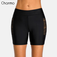 Charmo Women Swim Trunks Bottom Side Hollow-out Solid Swim Skirt Build-in Brief Swimwear Briefs Swimming Bottom Tankini Bottoms