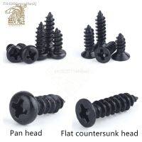 ❆ 100pcs M2 M2.6 M3 M3.5 Black Steel Mini Micro Small Phillips Flat Countersunk Head Cross Round Pan Head Self-tapping Wood Screw