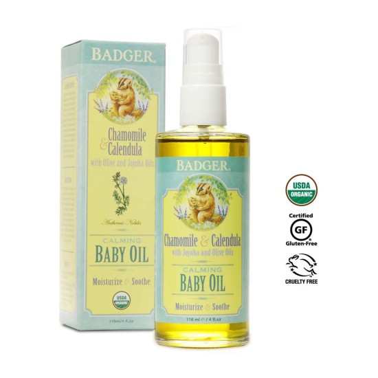 Dầu hữu cơ dưỡng da & massage cho trẻ sơ sinh và em bé badger baby oil - ảnh sản phẩm 2