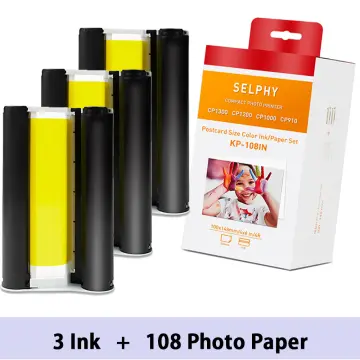Replace Selphy CP1500 Ink and Paper Compatible Canon CP1300, CP1500,  CP1200, CP910, CP1000, CP900, CP800, CP810 Paper and Ink KP-108IN Selphy  Photo