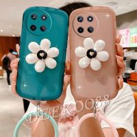 เคสมือถือสำหรับ Realme11 RealmeC51 Realme 11 C51 NFC 4G 5G 2023ใหม่ TPU Softcase พร้อมที่ยึดดอกไม้สีขาว + สายรัดข้อมือเคสโทรศัพท์ฝาหลัง