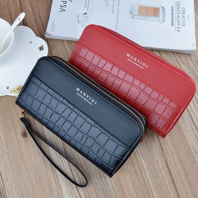 Double Zipper Business Card Holder Wallet Women Black/pink/blue/red Ladies Purse PU Leather Fashion Women Wallet and Purse 2022