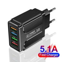 【Taotao Electronics】 5.1A USB Fast Charger Quick Charge 4.0 3.0 Universal Wall 4 Ports Charging สำหรับ iPhone 12 X Samsung เครื่องชาร์จโทรศัพท์มือถือ