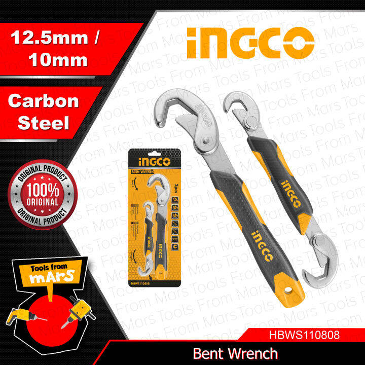 INGCO Bent Wrench 2PCS/SET Carbon Steel Snap and Grip Set Repairing Tool Adjustable Ratchet