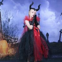 【Love as before】 Rainha Do Mal Trajes De Halloween Para O Bebbeninas Crianças Bruxa Tutu Vestido Com Chifres Asas Crianças คอสเพลย์ Tule Outfits Vestido De Baile