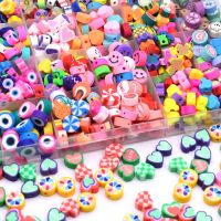 20/50/100pcs Mixed Heart Cross Animal Fruit Flower Spacer Smiley Beads Polymer Clay Bead For Jewelry Making Diy Bracelet