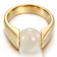 แหวนสแตนเลสสตีลสีทองหินกลมสวยงามหลากสีสำหรับผู้หญิงแหวนหมั้นเครื่องประดับงานแต่งงาน Cg1296ทันสมัย