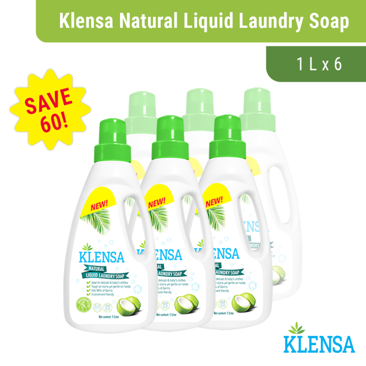 Klensa Natural Liquid Laundry Soap (1L Bottle x 6) Lazada PH